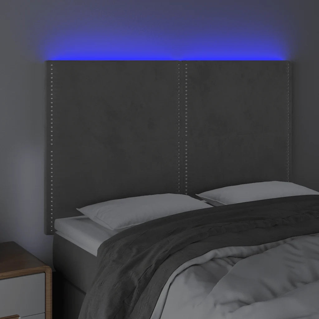 Testiera a LED Grigio Chiaro 144x5x118/128 cm in Velluto 3122332