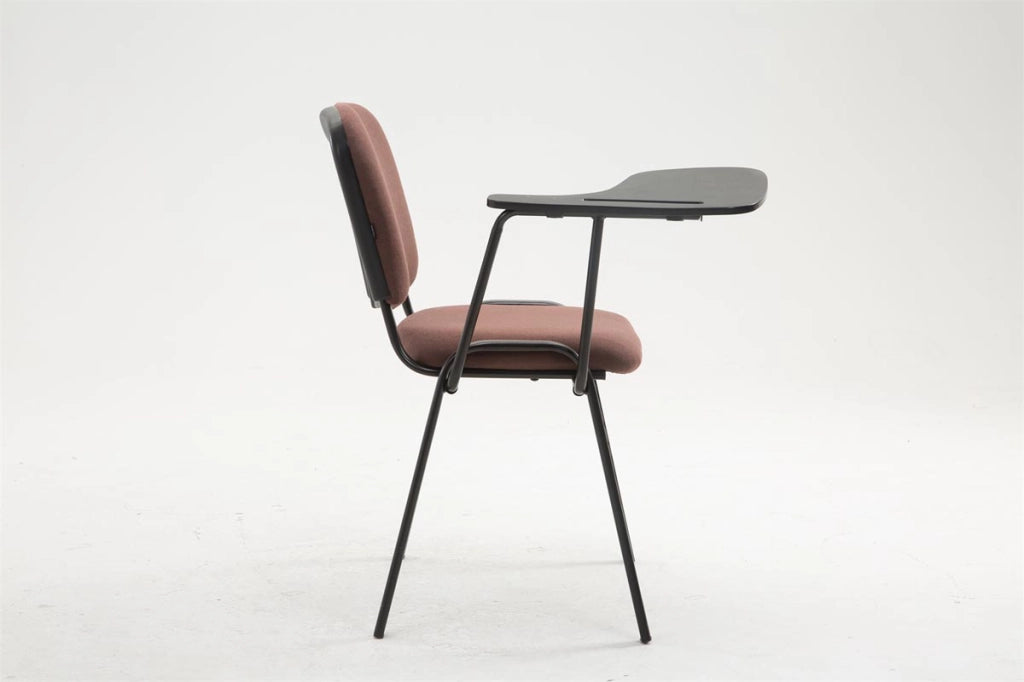 Sedia Ken in tessuto con tavolino ribaltabile marrone