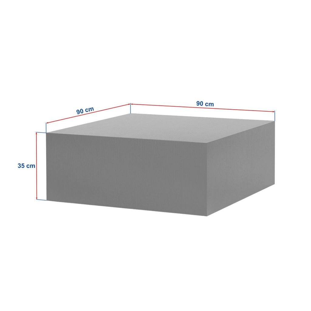 Nofaraka, Tavolino da Salotto Forma Rettangolare, 90x90x35h cm Nero Frassinato