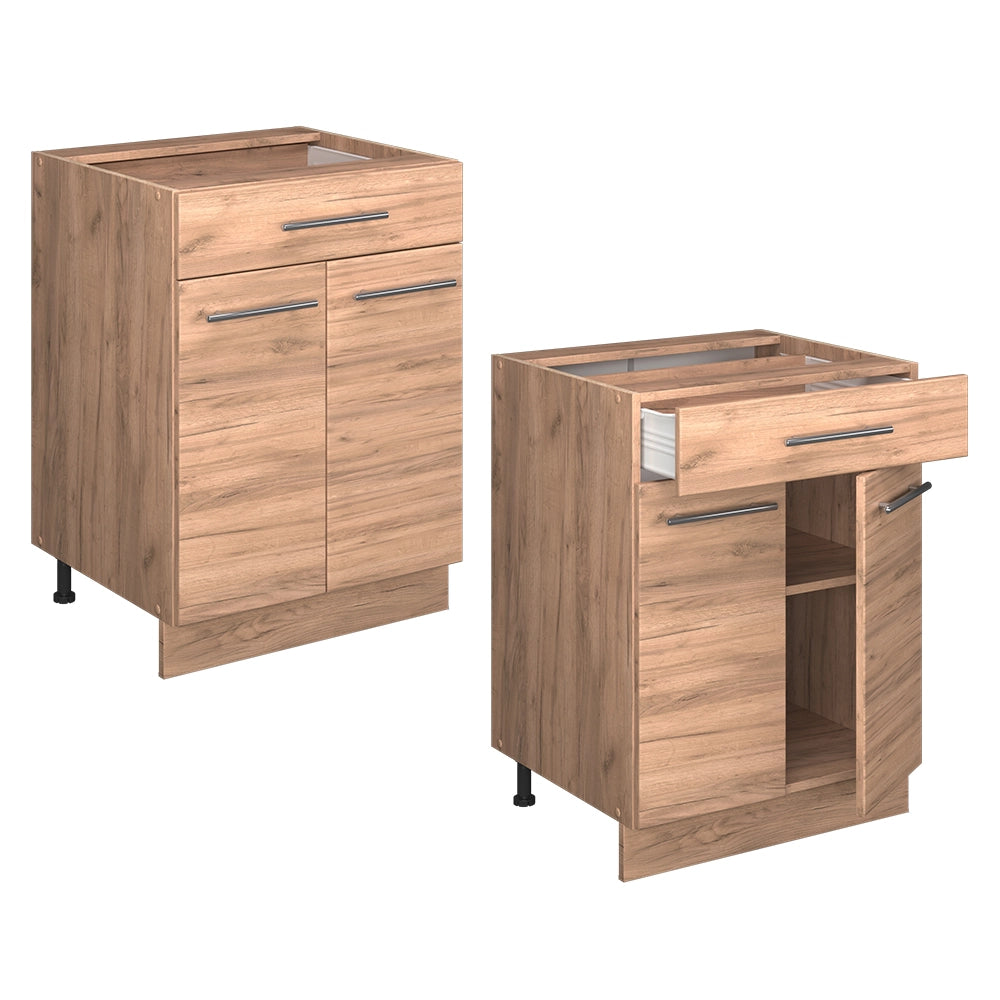 Vicco Mobiletto base per cucina Quercia dorata 60 cm con cassetto, senza piano di lavoro