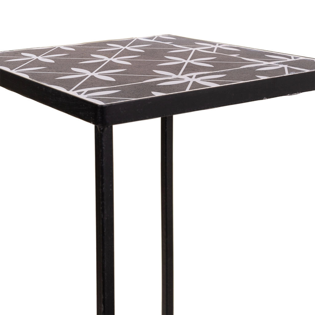 Set di 3 supporti per vasi da fiori in metallo nero