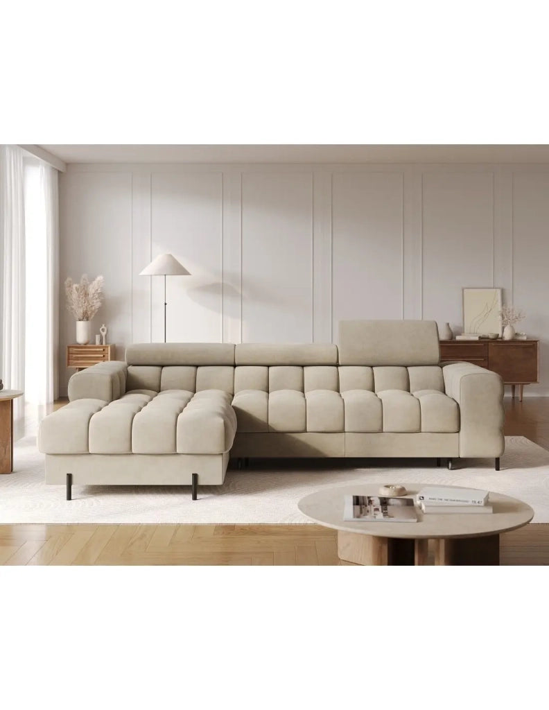 Divano angolare sinistro convertibile Beige design elegante 285x99x181cm FILTRO