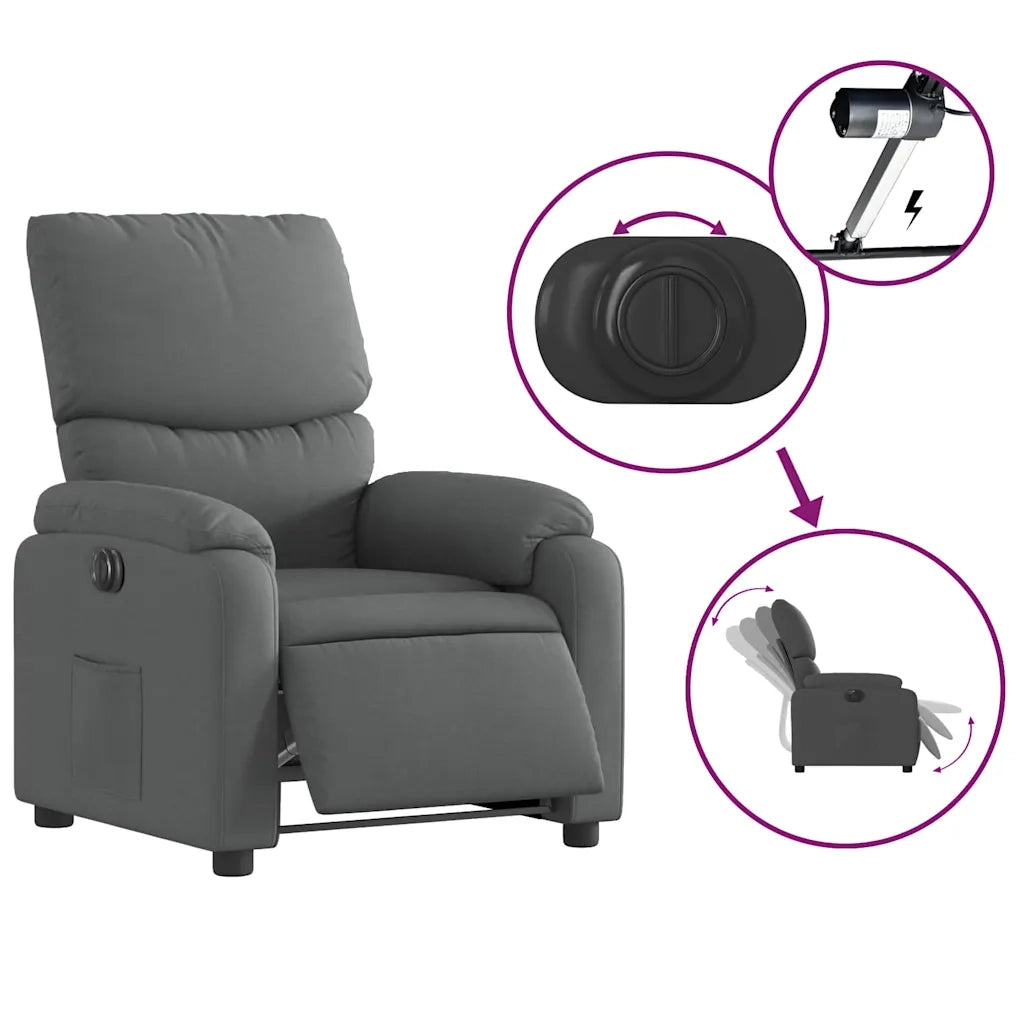 Poltrona Elettrica Reclinabile Grigio Scuro in Tessuto 3204801