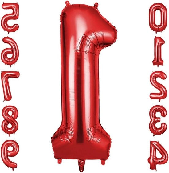 Gigante di elio 105 cm - pallone di carta per compleanni, matrimoni e decorazioni di festa - numeri rossi palloni
