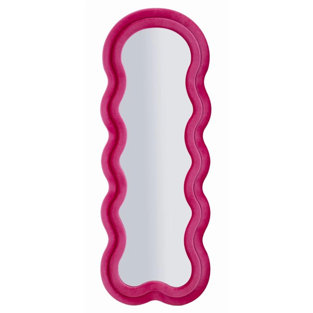 Specchio da parete Miki XL con cornice in velluto fucsia