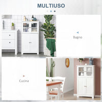 Mobiletto Bagno con due Armadietti 60x30x108,5 cm in MDF Bianco