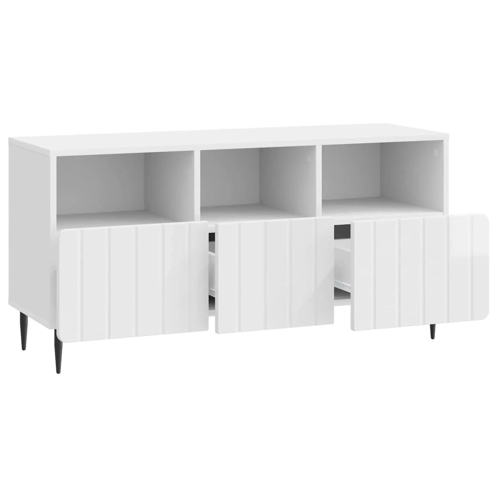 Mobile TV Bianco Lucido 102 x 34,5 x 50 cm Legno ingegnerizzato