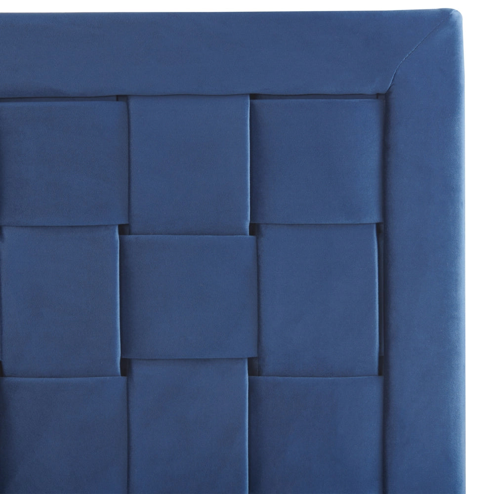 Letto Imbottito Matrimoniale 140 x 200 cm Testiera Blu Velluto Gambe Dorate