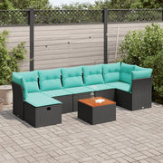 Set Divani da Giardino con Cuscini 8 pz Nero in Polyrattan