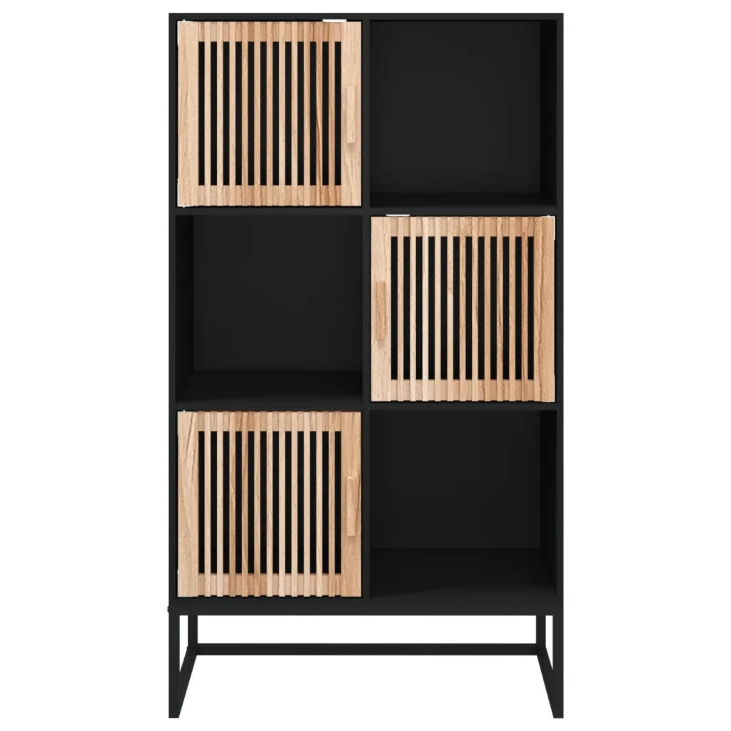 Credenza-Buffet-Armadio da cucina Nera 70x35x125 cm in Legno Multistrato 295723
