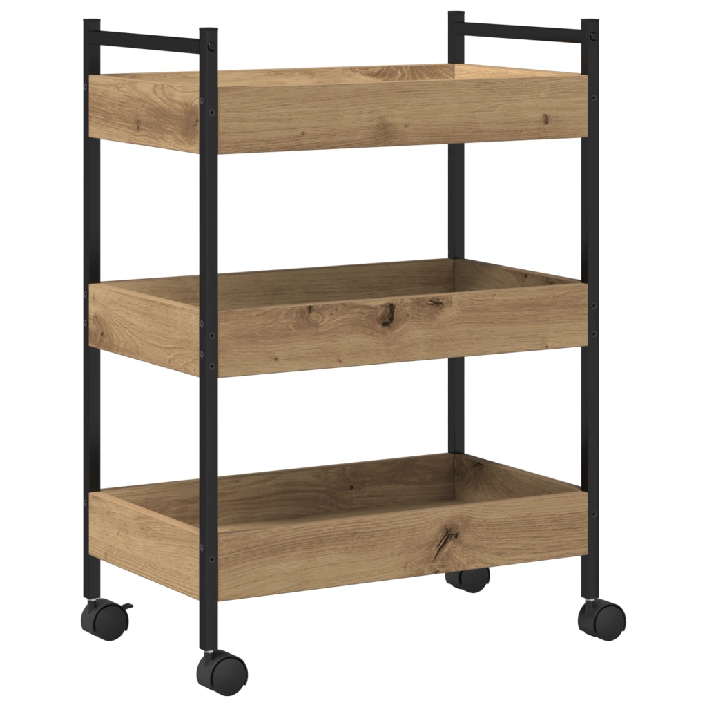 Carrello da Cucina  Rovere Artigianale 50x30x70 cm Legno Ingegnerizzato