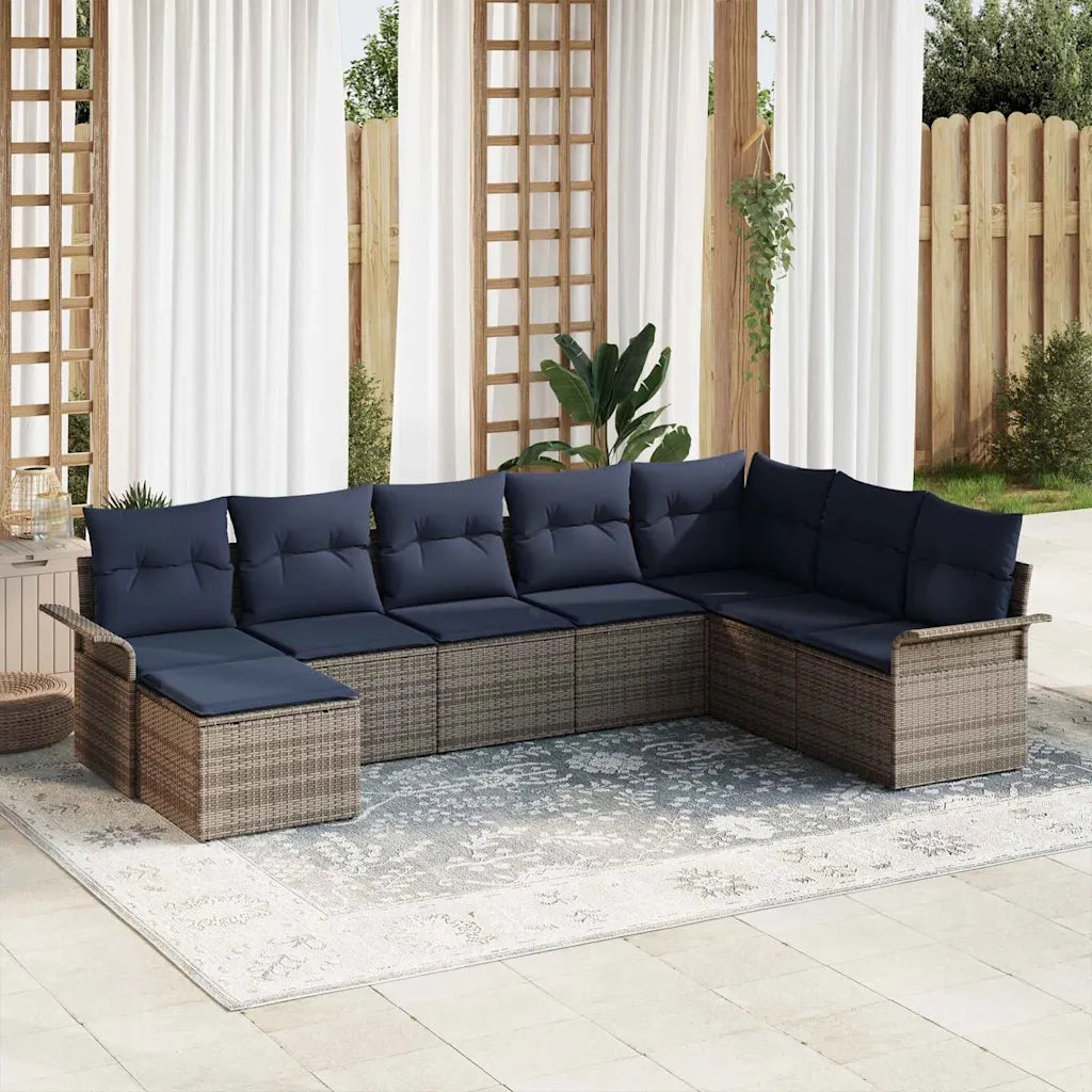Set Divano da Giardino con cuscino 8 pcs Grigio polyrattan