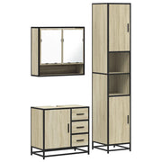 Set Mobili da Bagno | Armadio da bagno 3 pz Rovere Sonoma in Legno Multistrato
