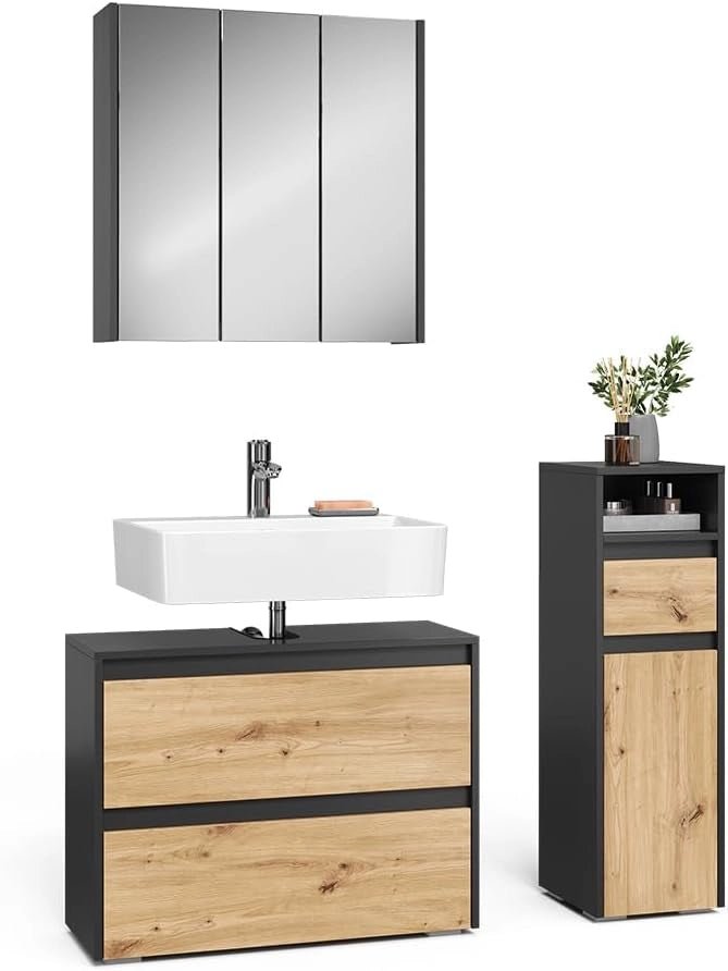 Set di mobili da bagno Majest, Antracite/Artisan, 3 parti