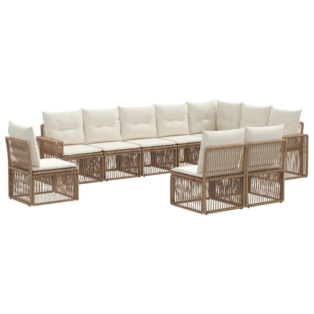 Set Divano da Giardino 10 pcs Beige e Bianco Crema polyrattan 3435153