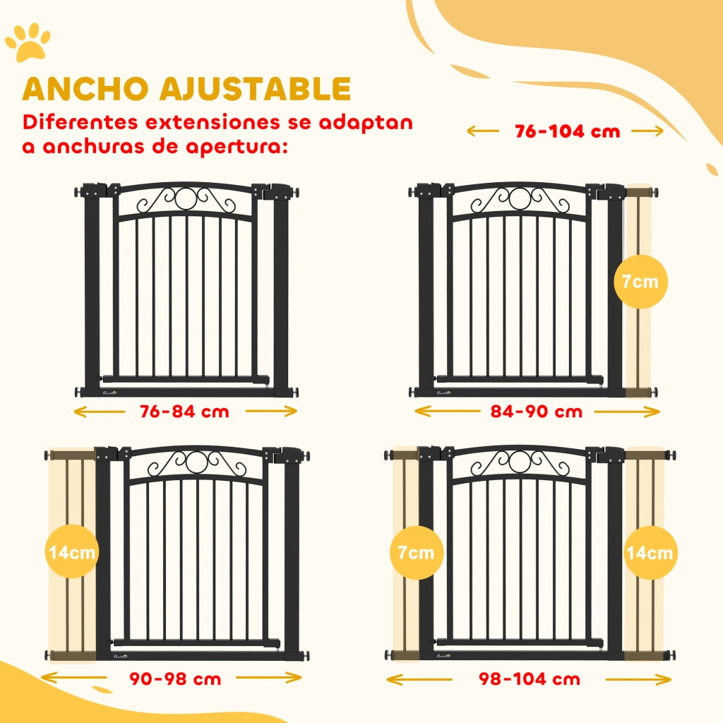 Porta per Cani Regolabile ¨C zephmum ¨C Nero 76-104 cm con 2 Estensioni