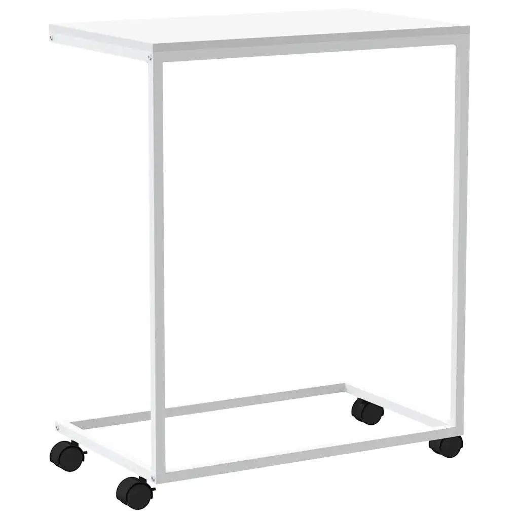 Tavolino con Ruote-Tavolino da soggiorno-Tavolo Bianco 55x35x70 cm in Legno Multistrato 558739