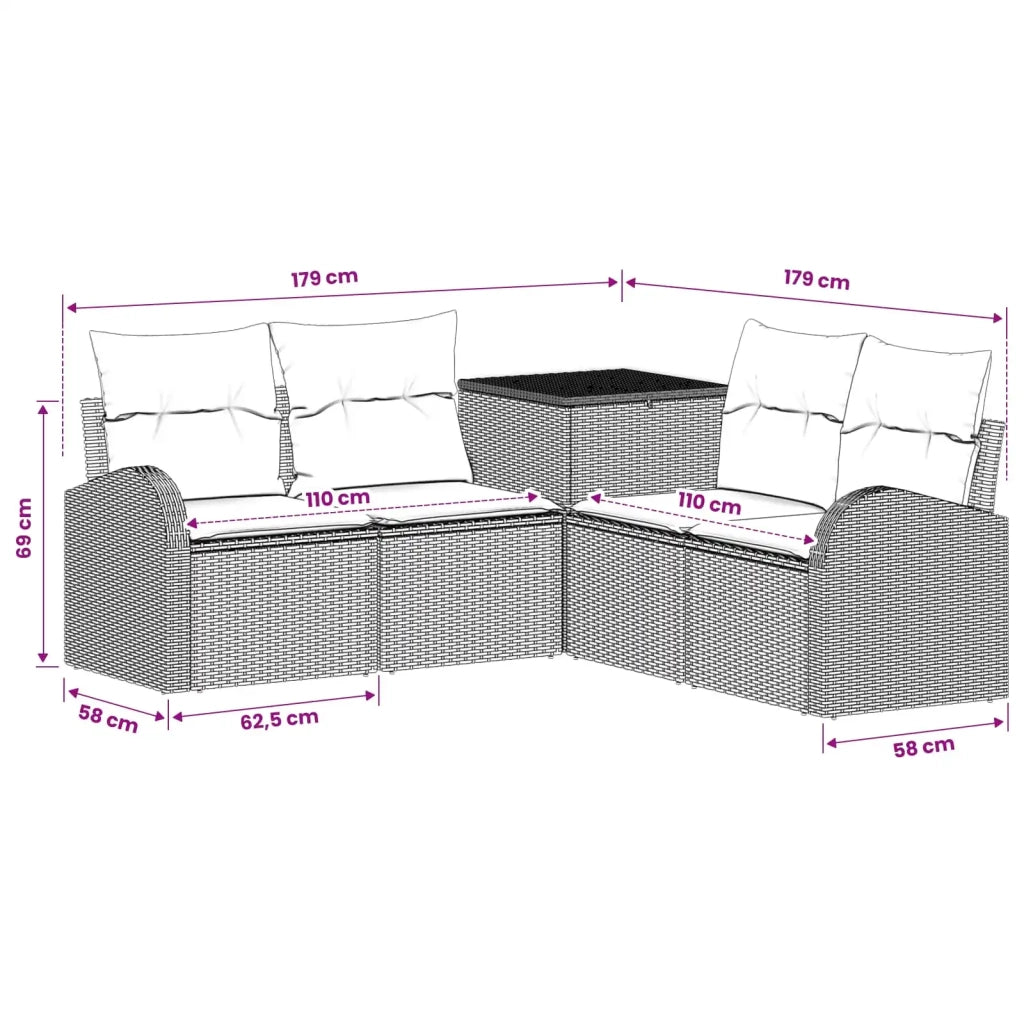 Set di divani 5 pz Beige e Grigio Chiaro 3447785