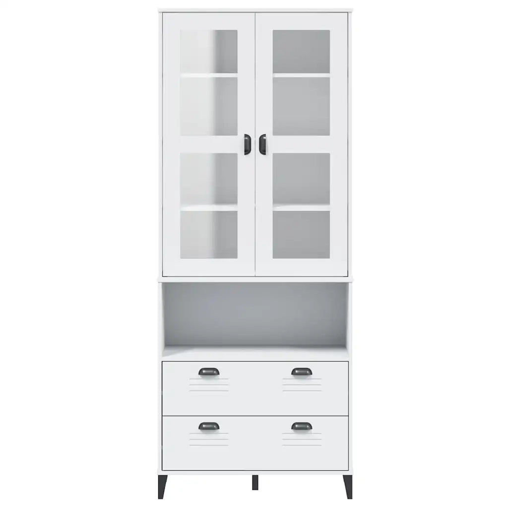 Credenza VIKEN Bianca 80x40x200 cm in Legno Massello di Pino 3207141