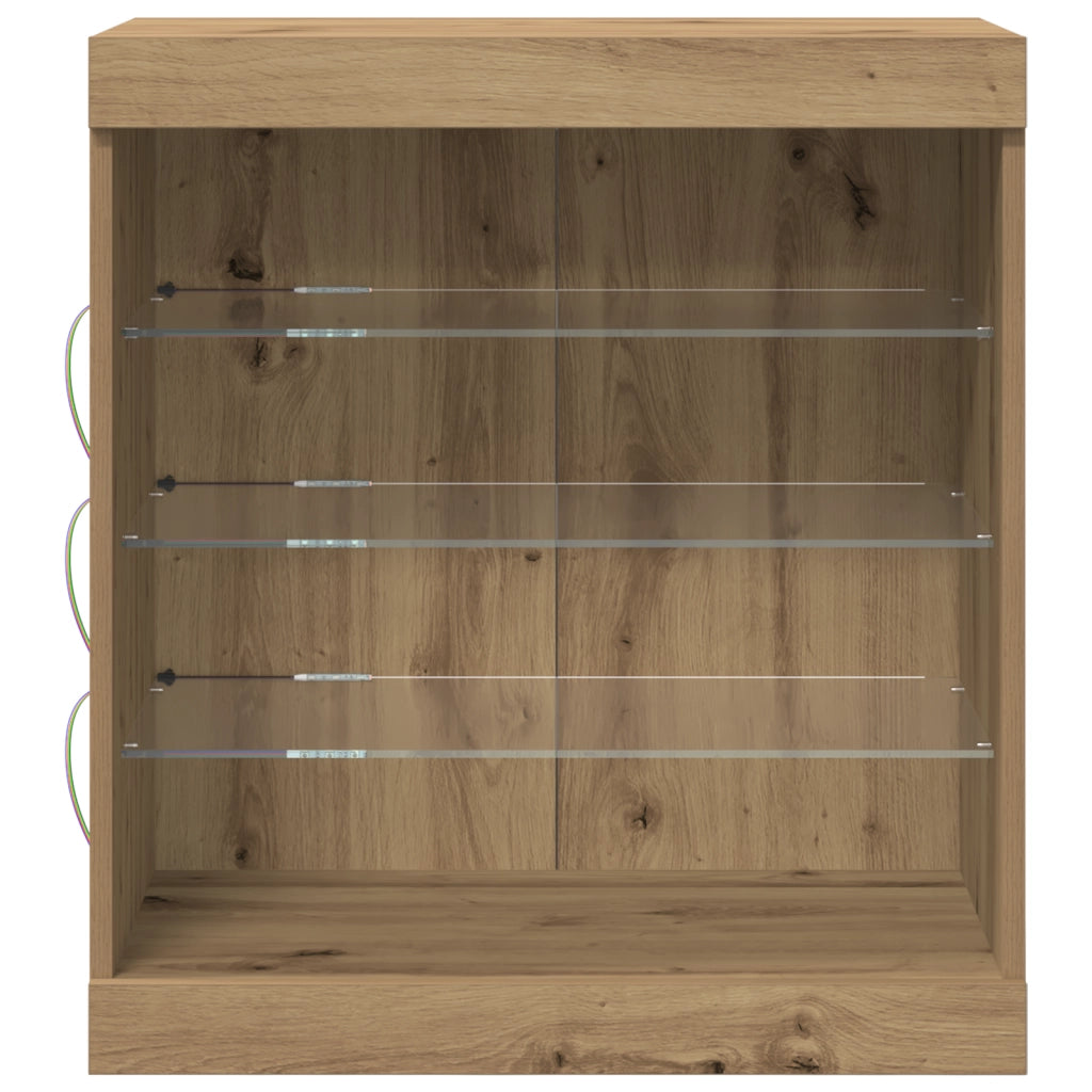 Sideboard  con luci LED Rovere Artigianale 60,5x37x67 cm