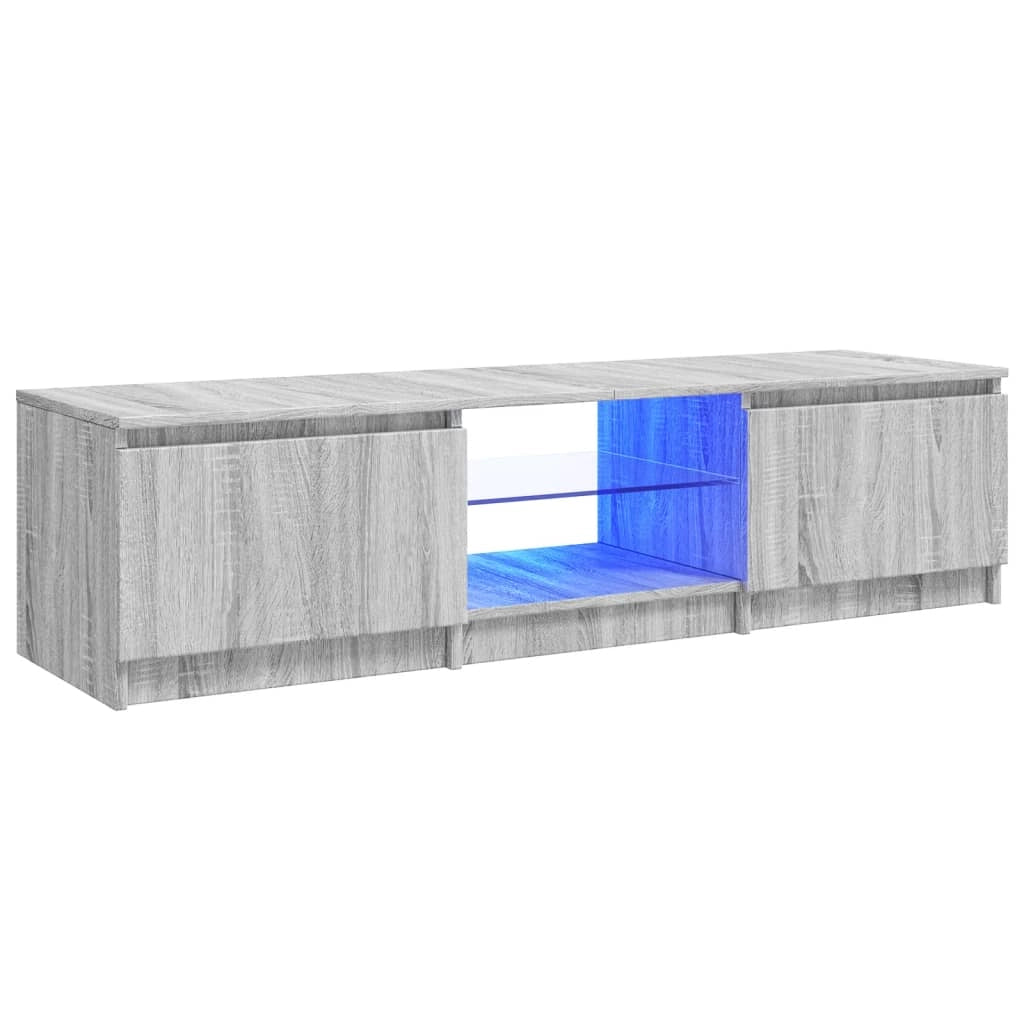 Mobile TV multimediale mensola TV credenza mobile TV sala da pranzo soggiorno camera da letto con luci LED Sonoma 140 x 40 x 35,5 cm grigio 02_0026806