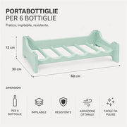 SET 2 CANTINETTE MODULARE PER 12 BOTTIGLIE  IMPILABILE PORTA BOTTIGLIE DI COLORE VERDE CHIARO