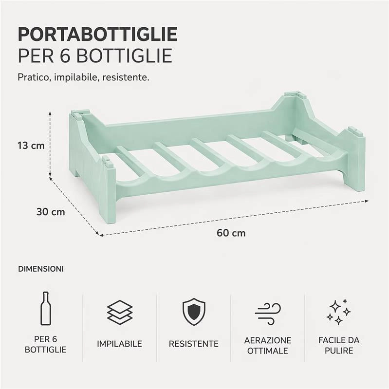 SET 2 CANTINETTE MODULARE PER 12 BOTTIGLIE  IMPILABILE PORTA BOTTIGLIE DI COLORE VERDE CHIARO