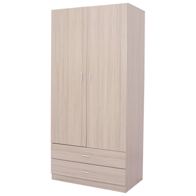 Armadio 2 Ante E 2 Cassetti 90x52x190cm In Mdf Rivestito In Melamina