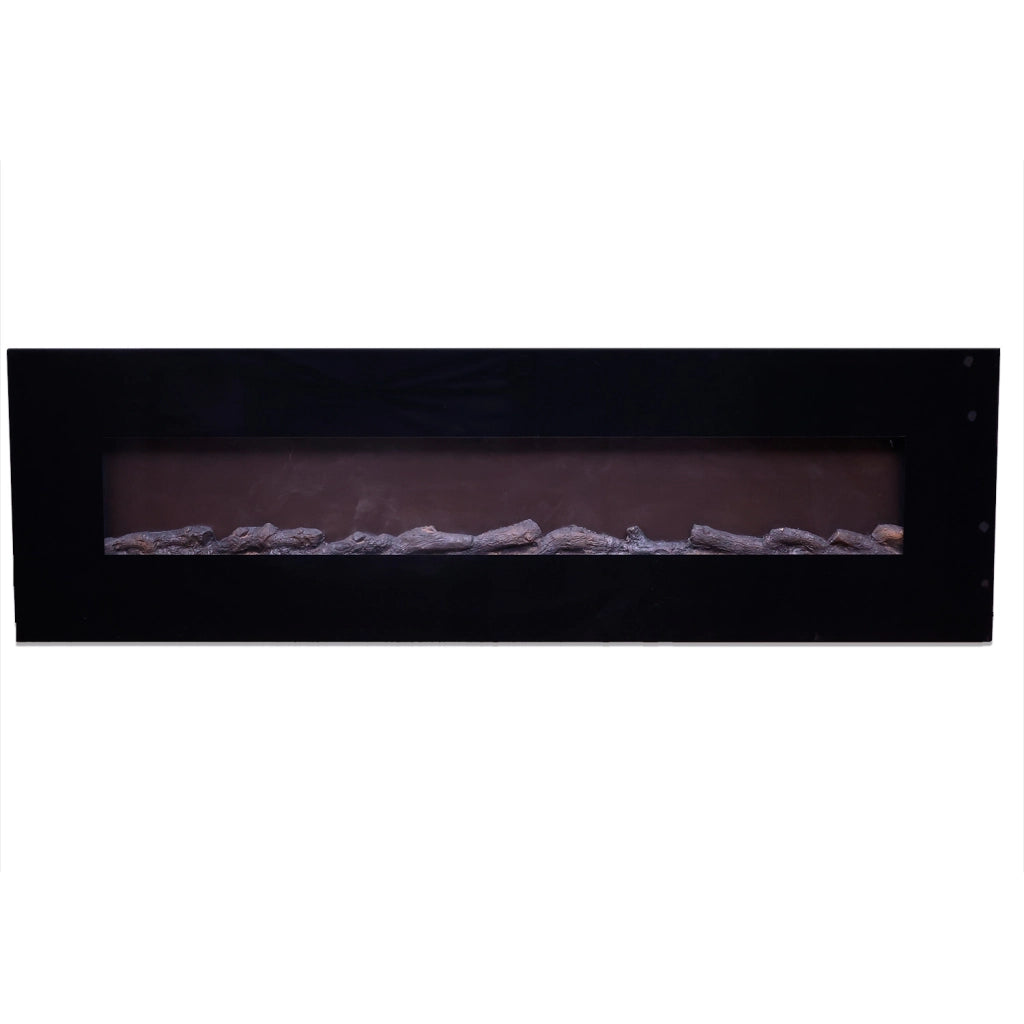 Camino Elettrico da Parete 182,5x55x13,9 cm 1500W Effetto Fiamma Sined Pordoi Nero