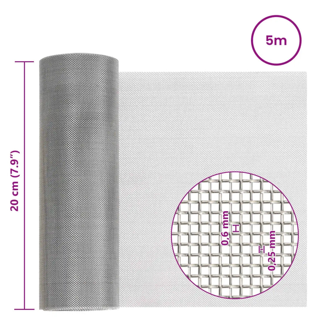 Rete per schermatura 20 x 500 cm 30 Mesh Argento 42039545