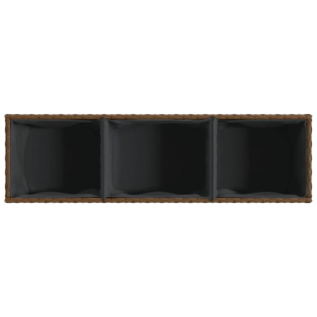 Fioriera rialzata per piante fiori giardino terrazze con 3 vasi set da 2 105 x 30 x 32 cm resina intrecciata marrone 02_0038859