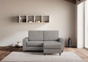 Divano sakar 2 posti (due sedute da 60cm) + pouf misure esterne l.148 p.155 | grigio - Mobili 2G