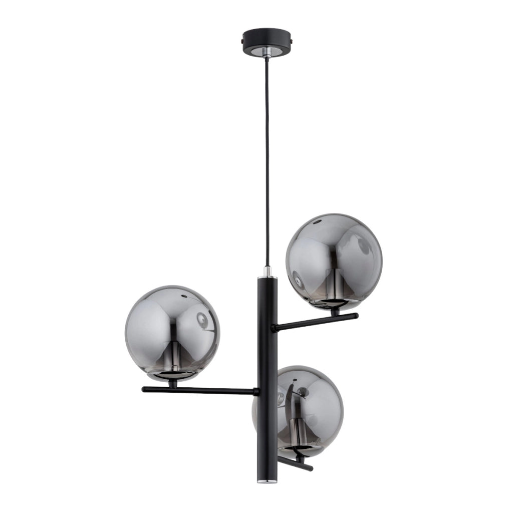 Lampada a sospensione Lamur nera vetro fumé 3xE14 Ø38cm