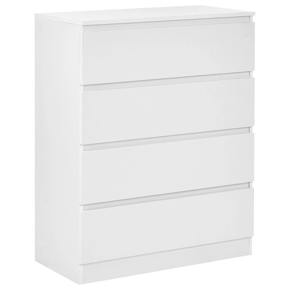 Cassettiera in truciolato bianco 4 cassetti 100 x 80 cm Soggiorno Camera da letto Corridoio Design scandinavo