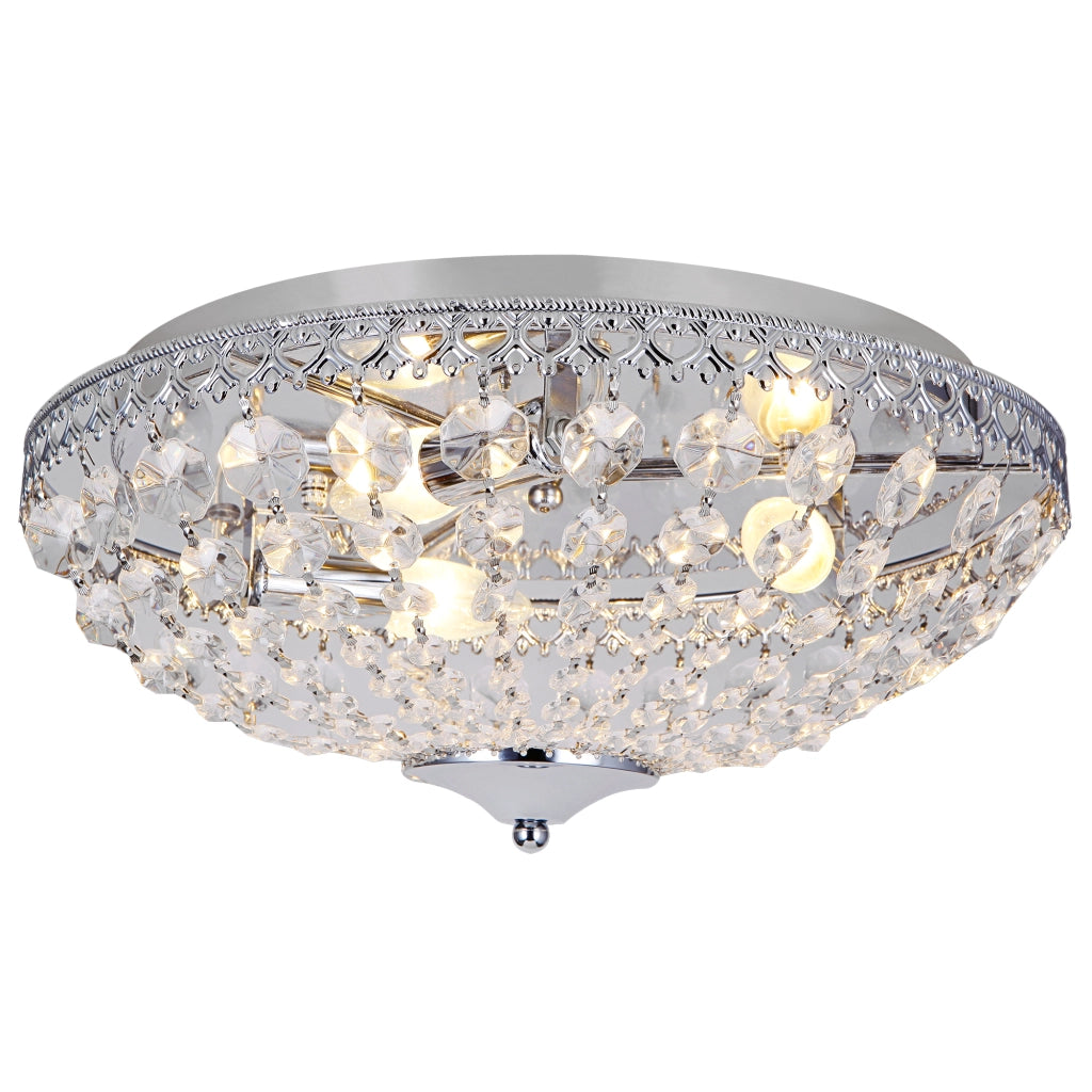 Plafoniera Rotonda Lydia con Cristalli Artificiali Pendenti Ø40 cm Cromo [lux.pro]