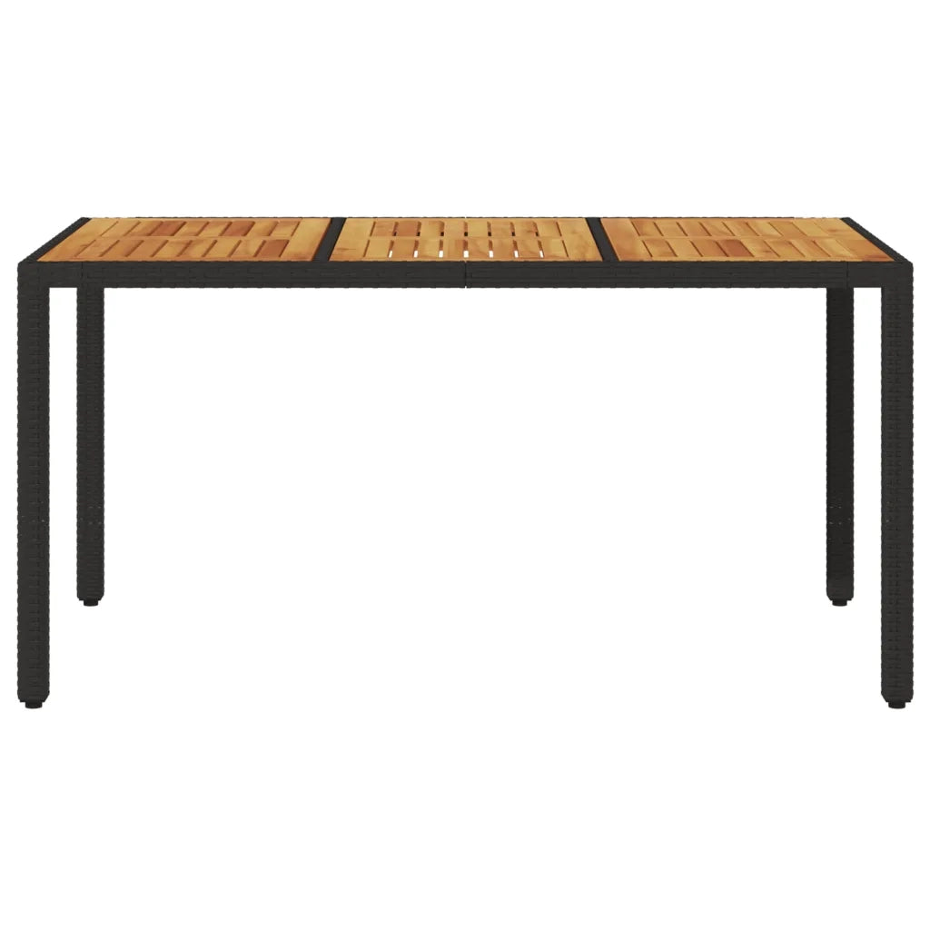 Tavolo Giardino Piano Legno Acacia Nero 150x90x75 cm Polyrattan 365535
