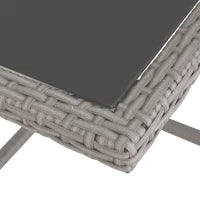 Set Mobili da Giardino Esterno Tavolo con 4 Sedie 4 Poggiapiedi 9pz Rattan Grigio