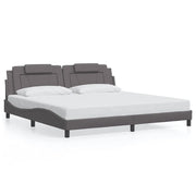 Letto matrimoniale | Letto per adulti | Giroletto Viana senza Materasso Grigio 200x200 cm in Similpelle