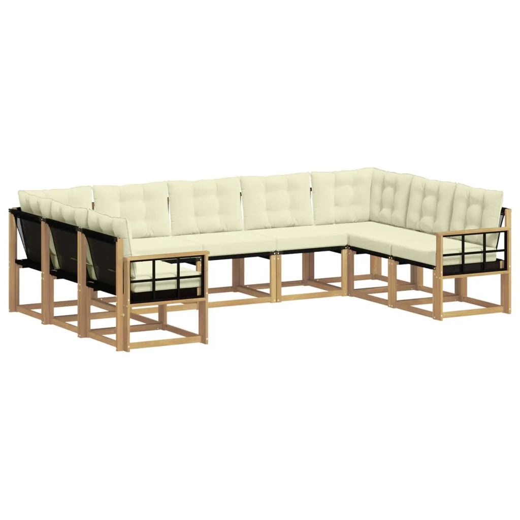 Set di divani da esterno con cuscino 9 pcs Bianco e Crema