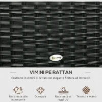 Baule da Giardino in Rattan e Acciaio con Coperchio, 95x60x53cm, Nero