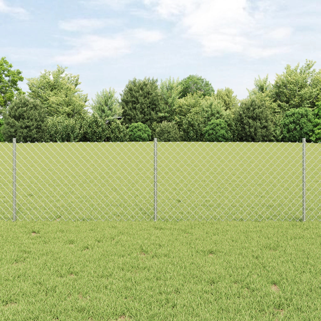 Recinzione a Catena con 10 Posti U Argento 0.6x10 m Acciaio