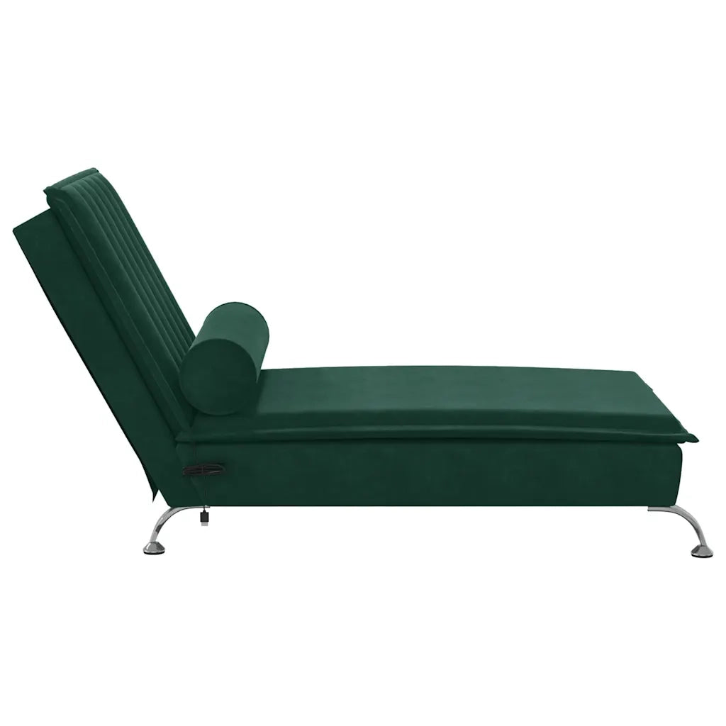 Chaise Longue Massaggi con Capezzale Verde Scuro in Velluto 379461