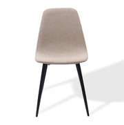 Sedie da pranzo minimaliste in tessuto e metallo beige chiaro, set da 2