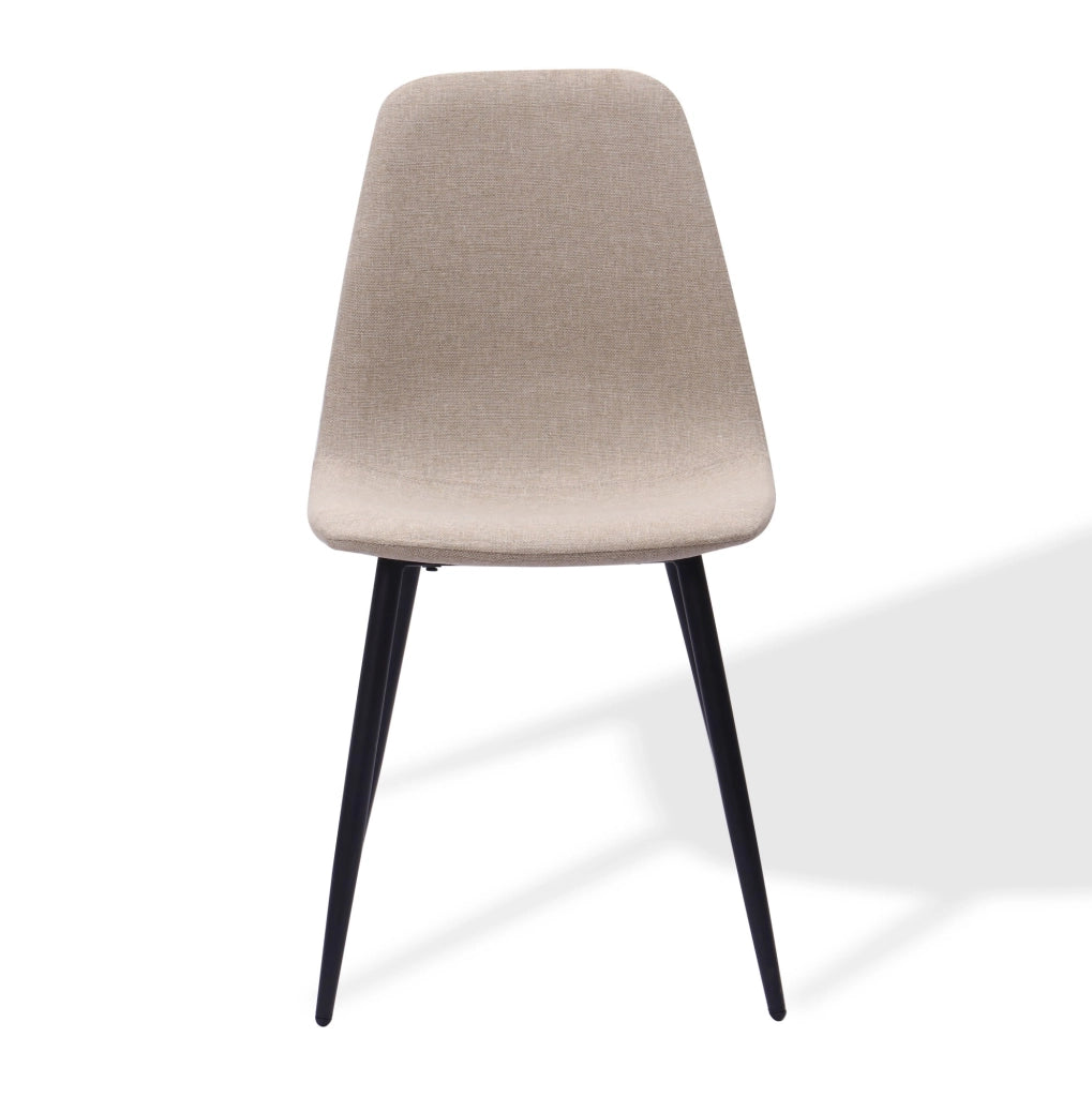 Sedie da pranzo minimaliste in tessuto e metallo beige chiaro, set da 2