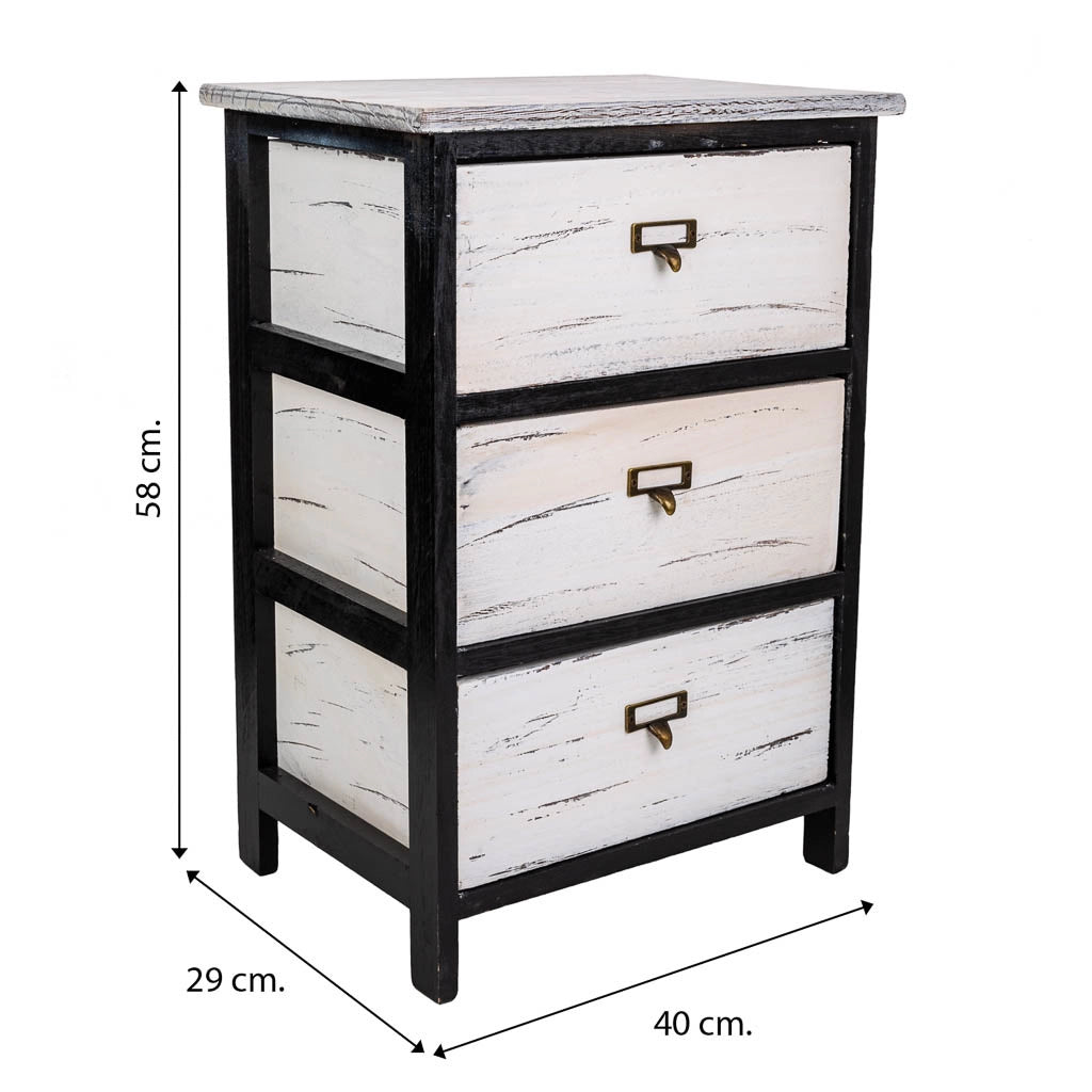 Cassettiera in legno nero 40x29x58h