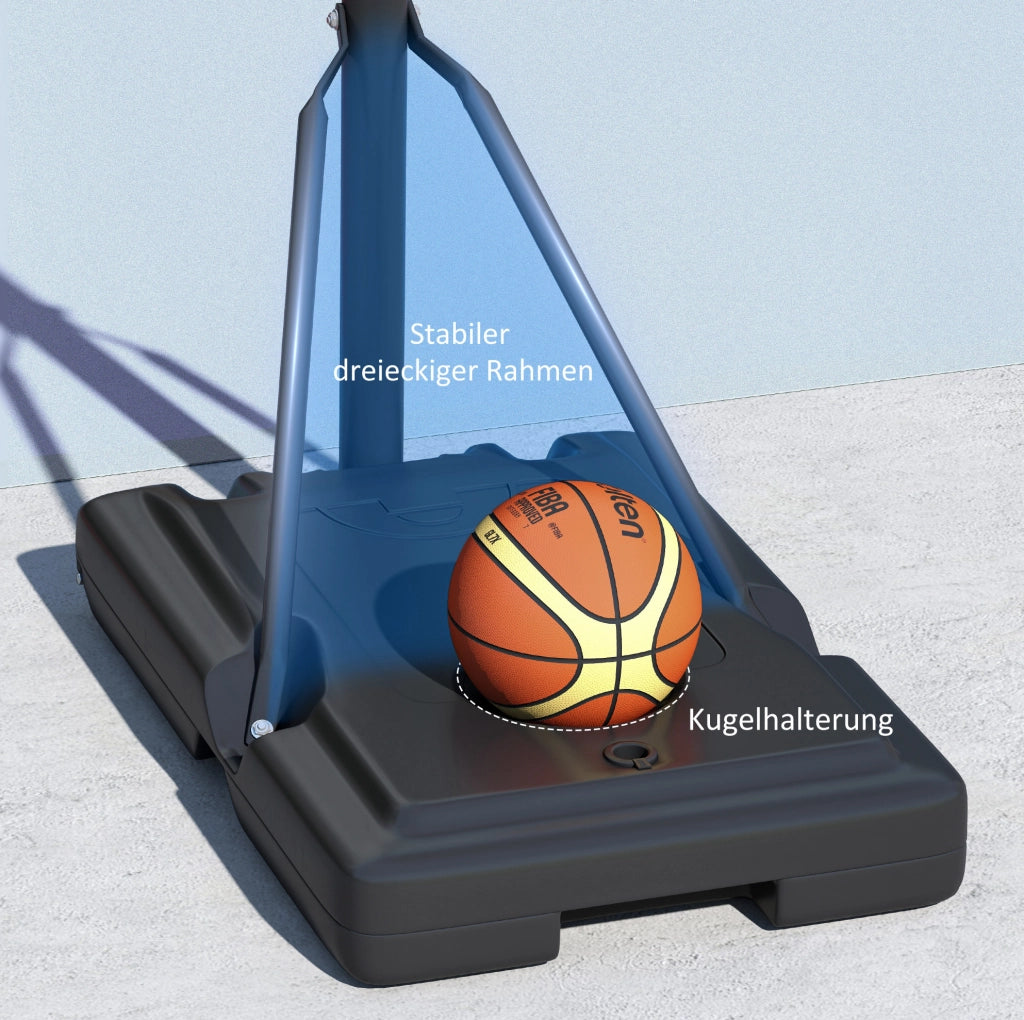 Canestro da basket portatile regolabile con base zavorrabile e ruote