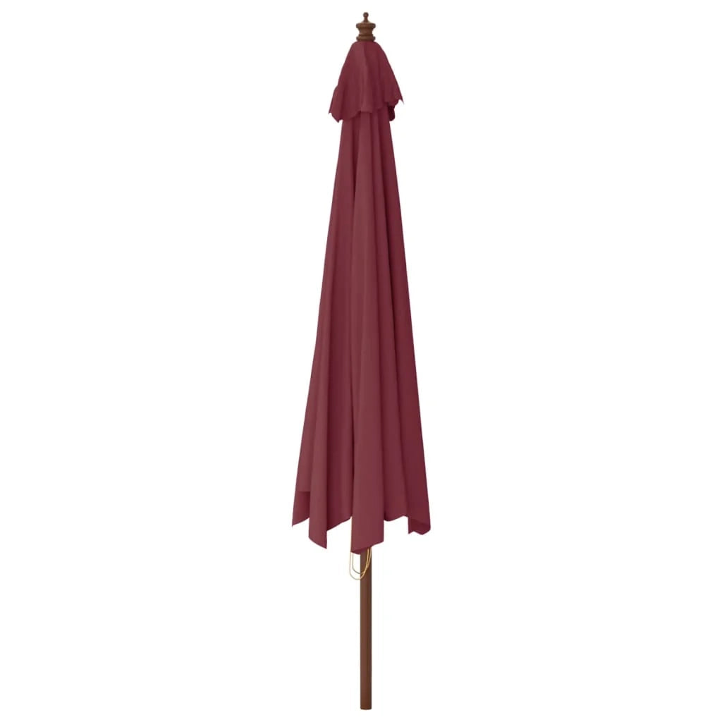 Ombrellone da giardino con palo in legno 400 x 273 cm rosso bordeaux 02_0008351