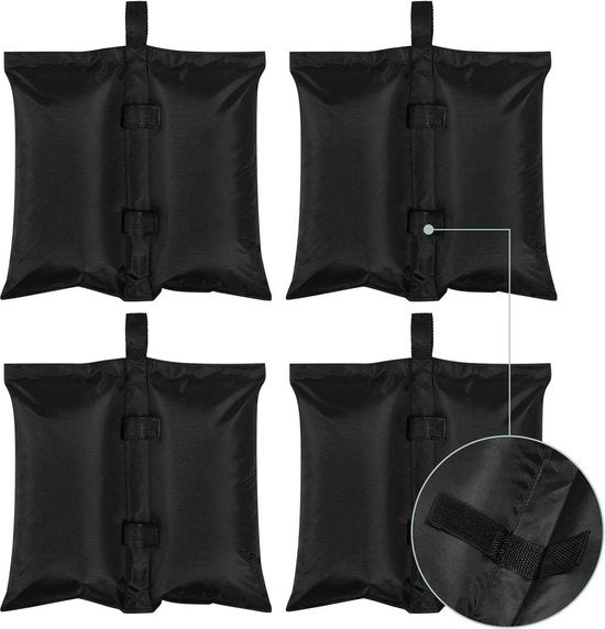 Set di zoccolini per sabbia - 4 sacchi di carico doppio peso - 300GSM stoffa Oxford - Impermeabile - Facile da fissare - Utilizzo multifunzionale - 37 cm x 41,5 cm - Nero