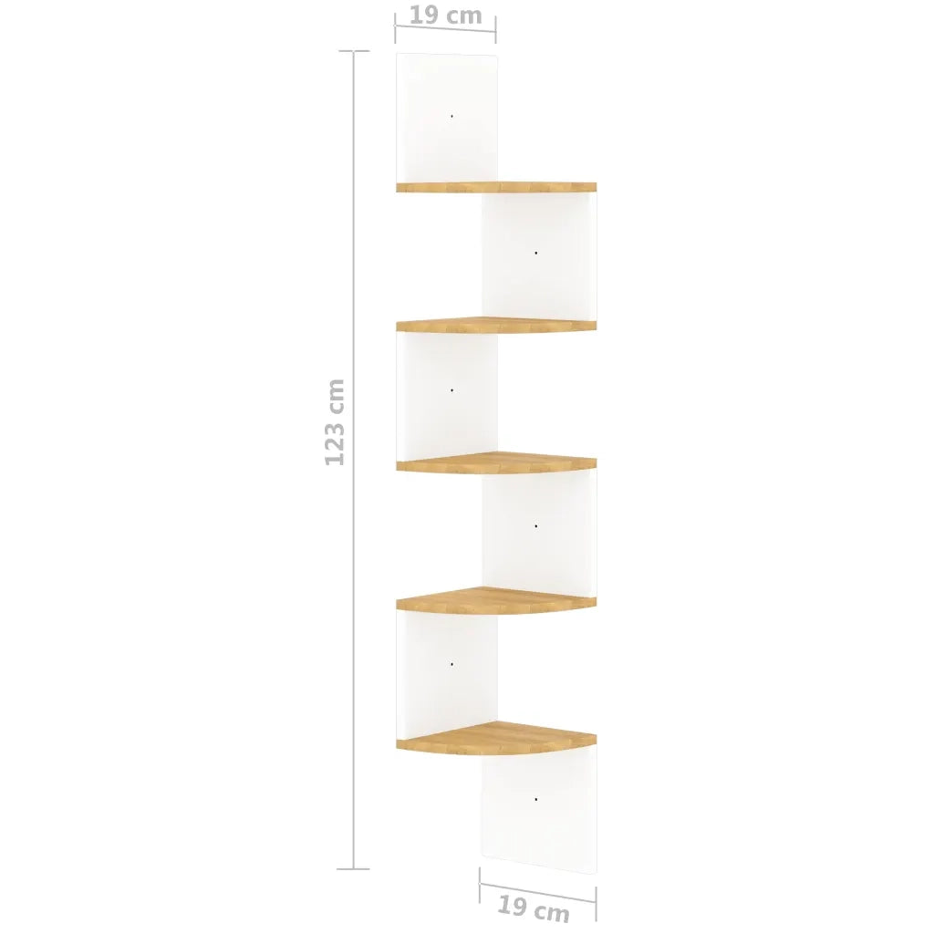 Scaffale Angolo Muro Bianco Rovere Sonoma 19x19x123 Multistrato 326836
