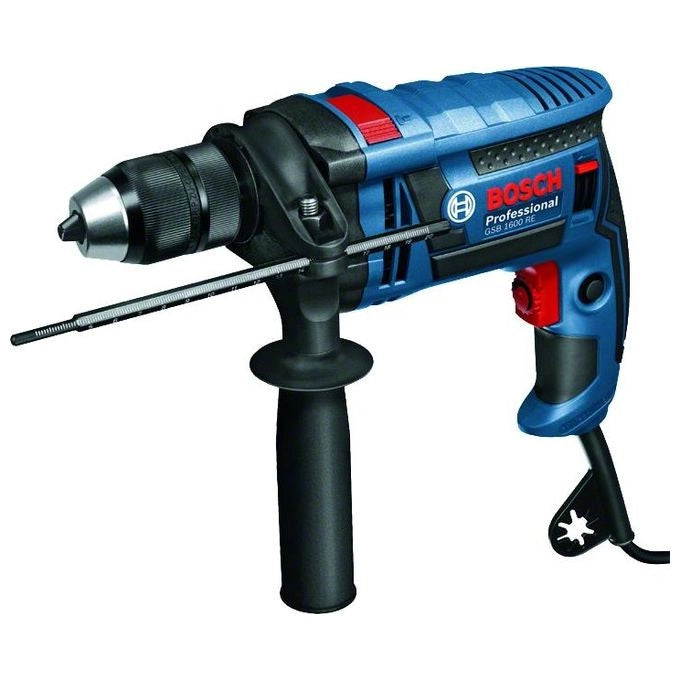 Bosch 0 601 228 200 GSB 1600 RE Trapano Battente con Percussione 701 W Mandrino Autoserrante 13 mm Velocita' Regolabile Coppia Regolabile Impugnatura Supplementare colore Blu